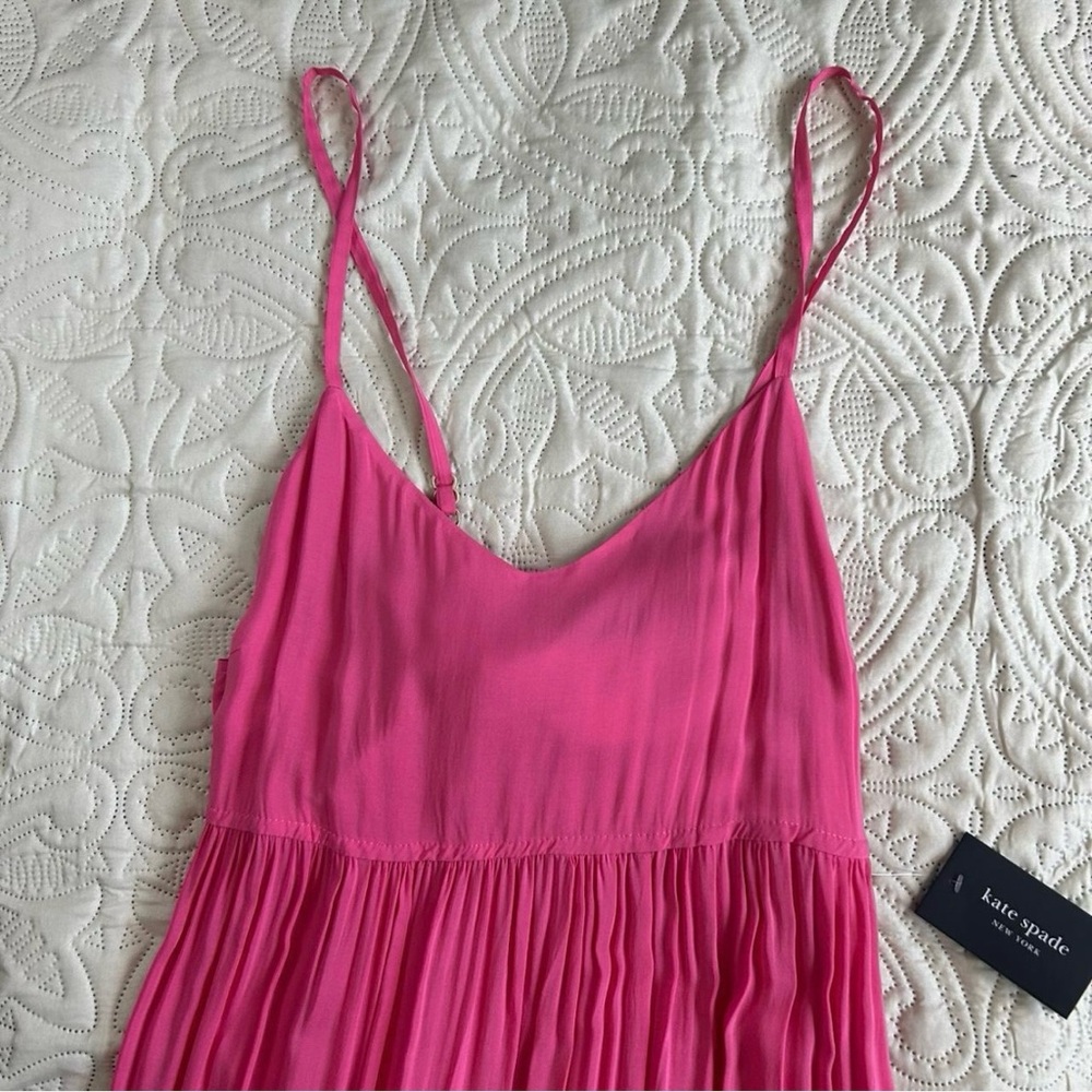 Kate Spade Pink and Red Maxi Dress tiered Colorblock Tie Bow back cover up sz XS - Picture 5 of 9
